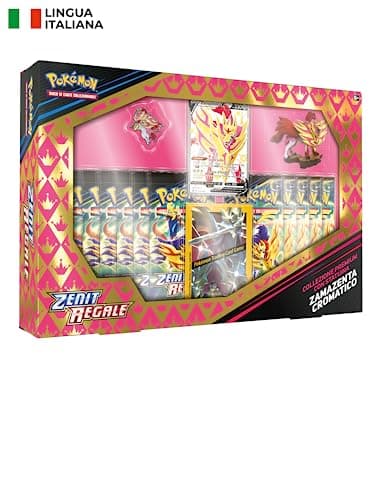 Collezione con statuina Zamazenta cromatico dell'espansione Zenit Regale del GCC Pokémon (una carta promozionale olografica, una statuina e 11 buste di espansione), edizione in italiano