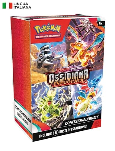 Pokémon Confezione di buste dell’espansione Scarlatto e Violetto - Ossidiana Infuocata del GCC Pokémon (6 buste di espansione), edizione in italiano, Amazon Exclusive