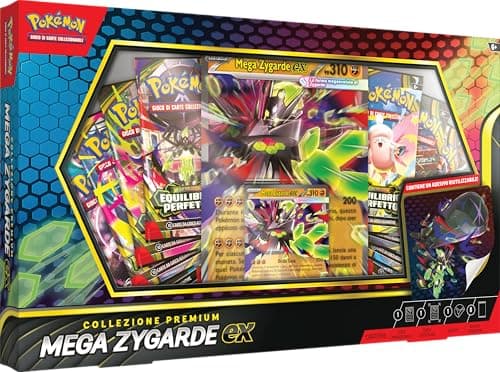 Pokémon: collezione premium Mega Zygarde-ex del GCC Pokémon (una carta promozionale, una carta lenticolare gigante, un adesivo e otto buste di espansione), Edizione in Italiano
