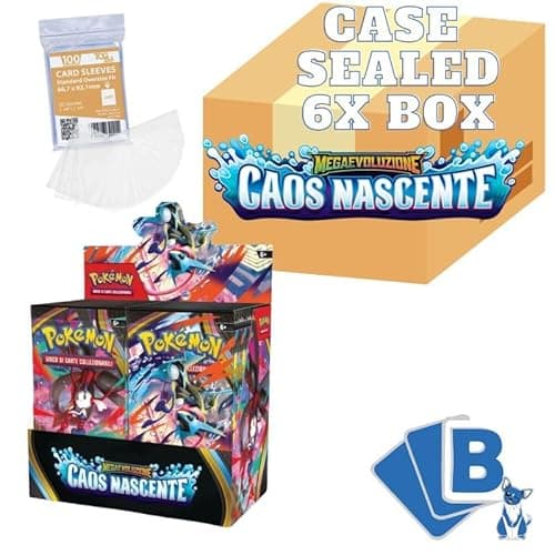 Pokémon Caos Nascente Sealed Case 6x Box Display 36 Buste ITA – Carte Pokémon GCC Italiano Case Sigillato più 600 Soft Sleeves By Baruzcard