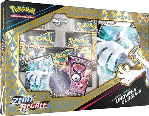 Collezione speciale Unown-V e Lugia-V dell’espansione Zenit Regale del GCC Pokémon (due carte promozionali olografiche, una carta gigante e cinque buste di espansione), edizione in italiano