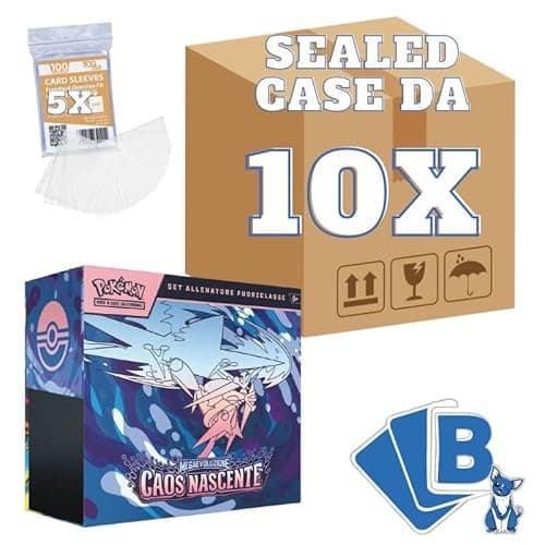 Pokemon Sealed Case Caos Nascente 10x Set Allenatore Fuoriclasse ITA – ETB Pokémon GCC Italiano Case Sigillato più 100 Sleeves By Baruzcard