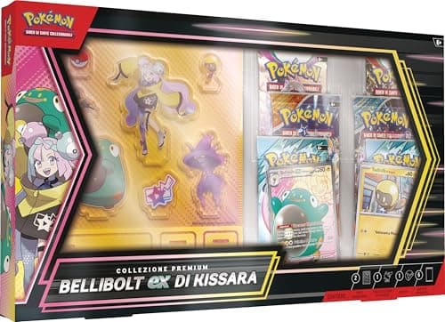 Pokémon GCC: collezione premium Bellibolt-ex di Kissara - una carta promozionale olografica a figura intera, sei buste di espansione e delle sagome in plexiglas