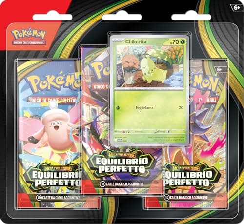 Pokémon: confezione da tre buste dell’espansione Megaevoluzione - Equilibrio Perfetto del GCC Pokémon (una carta promozionale olografica e tre buste di espansione), Edizione in Italiano
